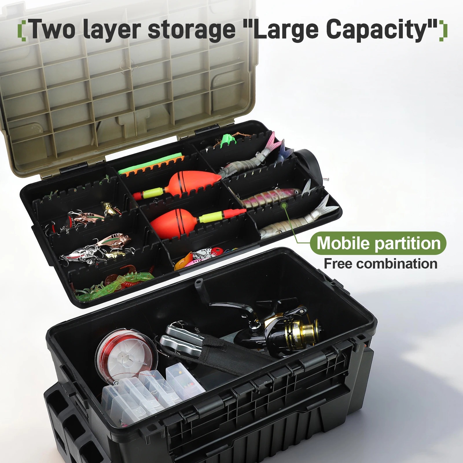 Fishing Tackle Box Double Laye - Fishing Kayak Crate ulasan dan harga